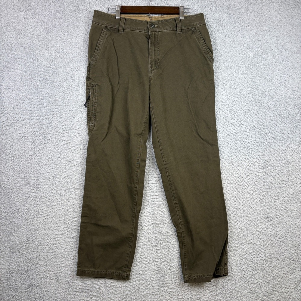 GH Bass Pants Mens 34x30 Brown Canvas Utility Cargo Pocket Workwear Hiking